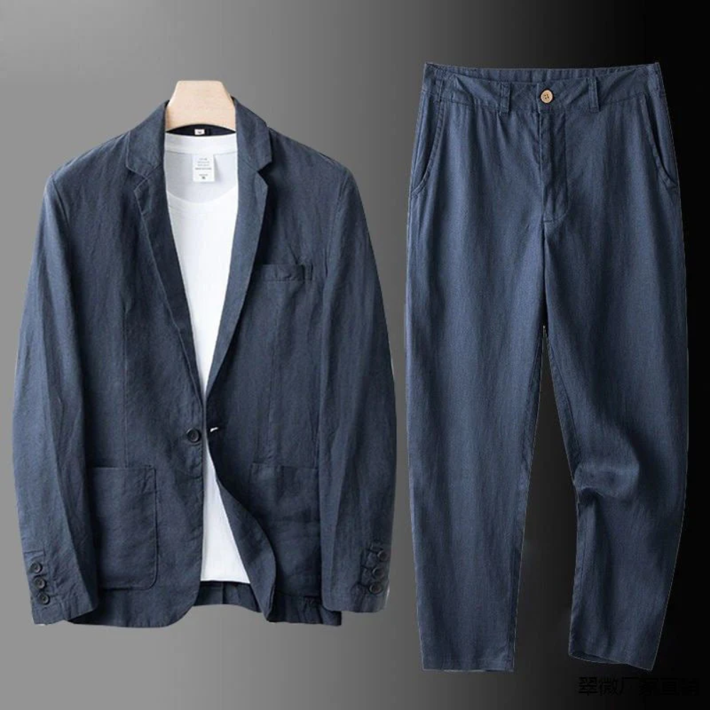 Maximo | Casual Button Cardigan and Pant Set — Dark Blue — Alfa Empire, view 8