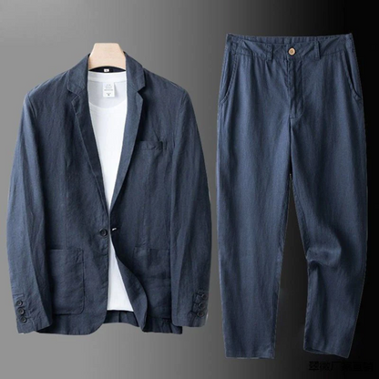 Maximo | Casual Button Cardigan and Pant Set — Dark Blue — Alfa Empire, view 8