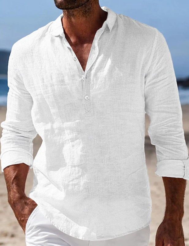 Maxwell | Casual Long Sleeve Summer Shirt — White — Alfa Empire, view 2