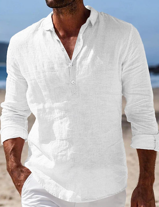 Maxwell | Casual Long Sleeve Summer Shirt — White — Alfa Empire, view 2