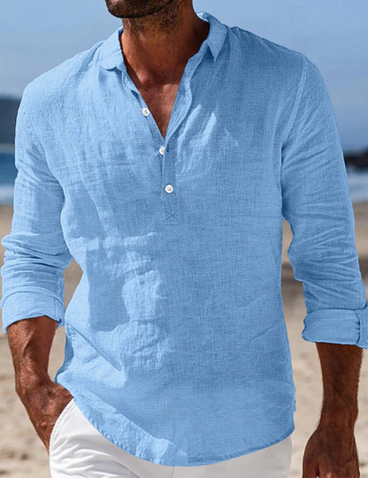 Maxwell | Casual Long Sleeve Summer Shirt — Blue — Alfa Empire, view 4
