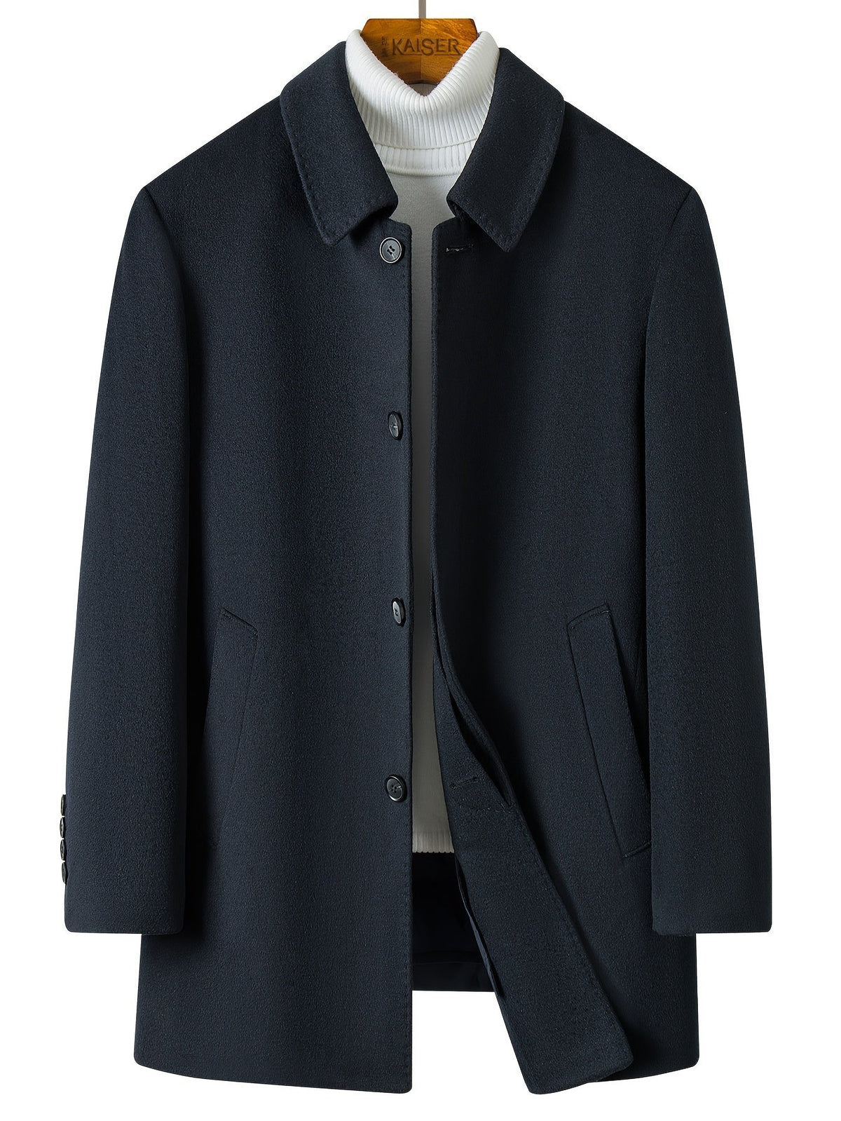 Men's Button-Front Overcoat Collar Pockets — Alfa Empire, view 1