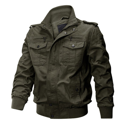 Men's Canvas Field Jacket with Stand Collar Zipper Front — Alfa Empire, view 4