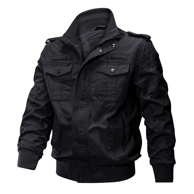Men's Canvas Field Jacket with Stand Collar Zipper Front — Alfa Empire, view 6