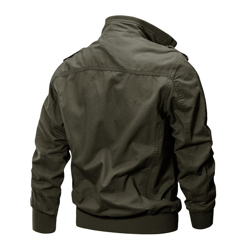 Men's Canvas Field Jacket with Stand Collar Zipper Front — Alfa Empire, view 7