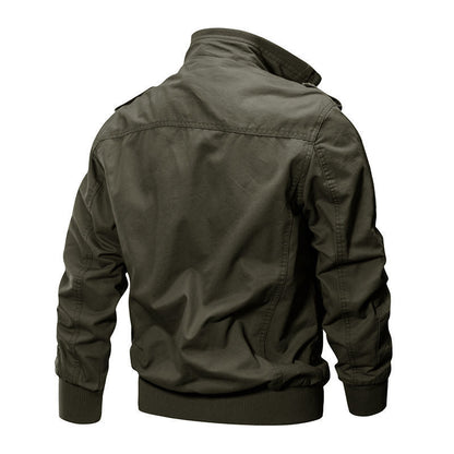 Men's Canvas Field Jacket with Stand Collar Zipper Front — Alfa Empire, view 7