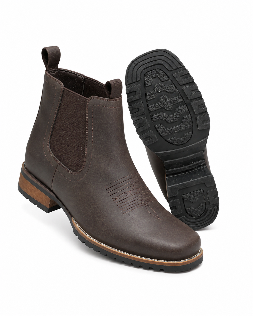 Men's Chelsea Ankle Boots Pull-On with Elastic Gores — Dark Brown — Alfa Empire, view 1