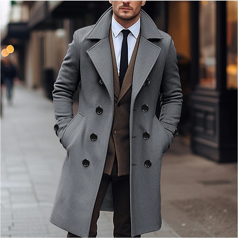 Men's Double-Breasted Trench Coat Notch Collar — Alfa Empire, view 4