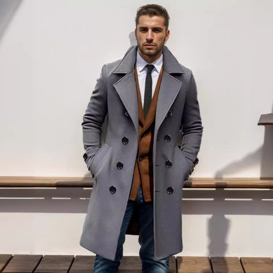 Men's Double-Breasted Trench Coat Notch Collar — Alfa Empire, view 7