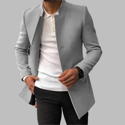 Men's Single-Breasted Blazer with Notched Lapel — Gray — Alfa Empire, view 3