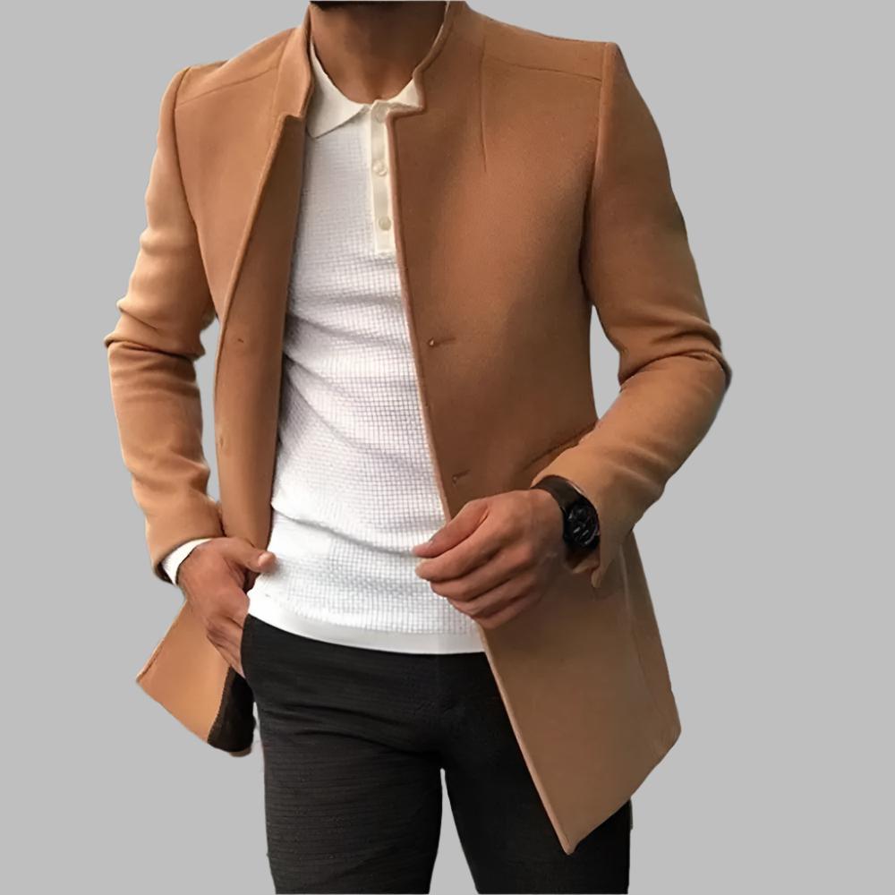 Men's Single-Breasted Blazer with Notched Lapel — Camel — Alfa Empire, view 4