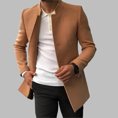 Men's Single-Breasted Blazer with Notched Lapel — Camel — Alfa Empire, view 4