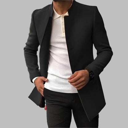 Men's Single-Breasted Blazer with Notched Lapel — Black — Alfa Empire, view 5