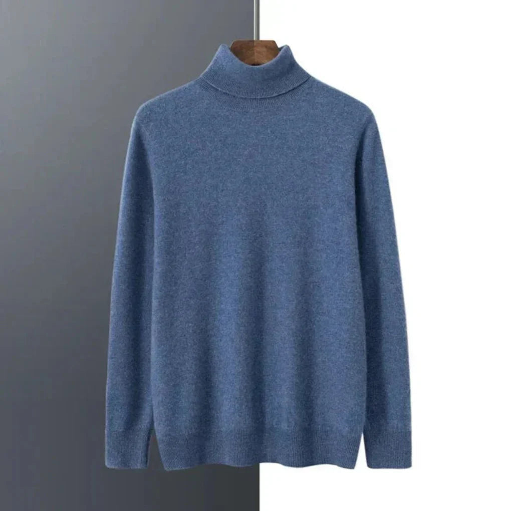 Men's Turtleneck Sweater Long Sleeve Relaxed Fit — Blue — Alfa Empire, view 1