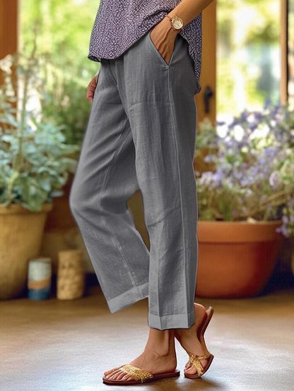 Milena | Casual Straight Cut Pants — Gray — Alfa Empire, view 4