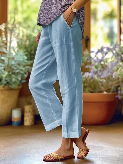 Milena | Casual Straight Cut Pants — Azul — Alfa Empire, view 5