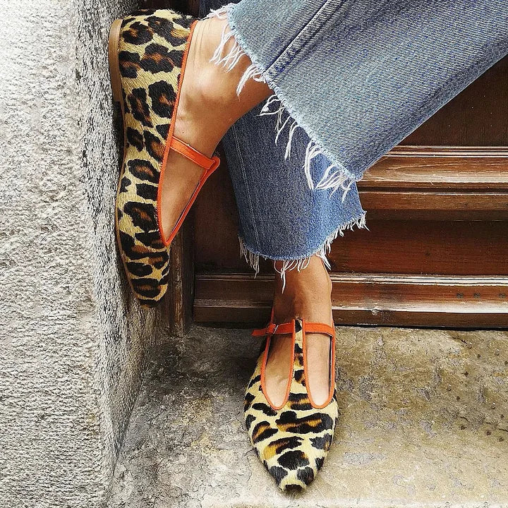 Mirabelle | Refined Leopard T-Strap Flats — Leopard Pattern — Alfa Empire, view 1