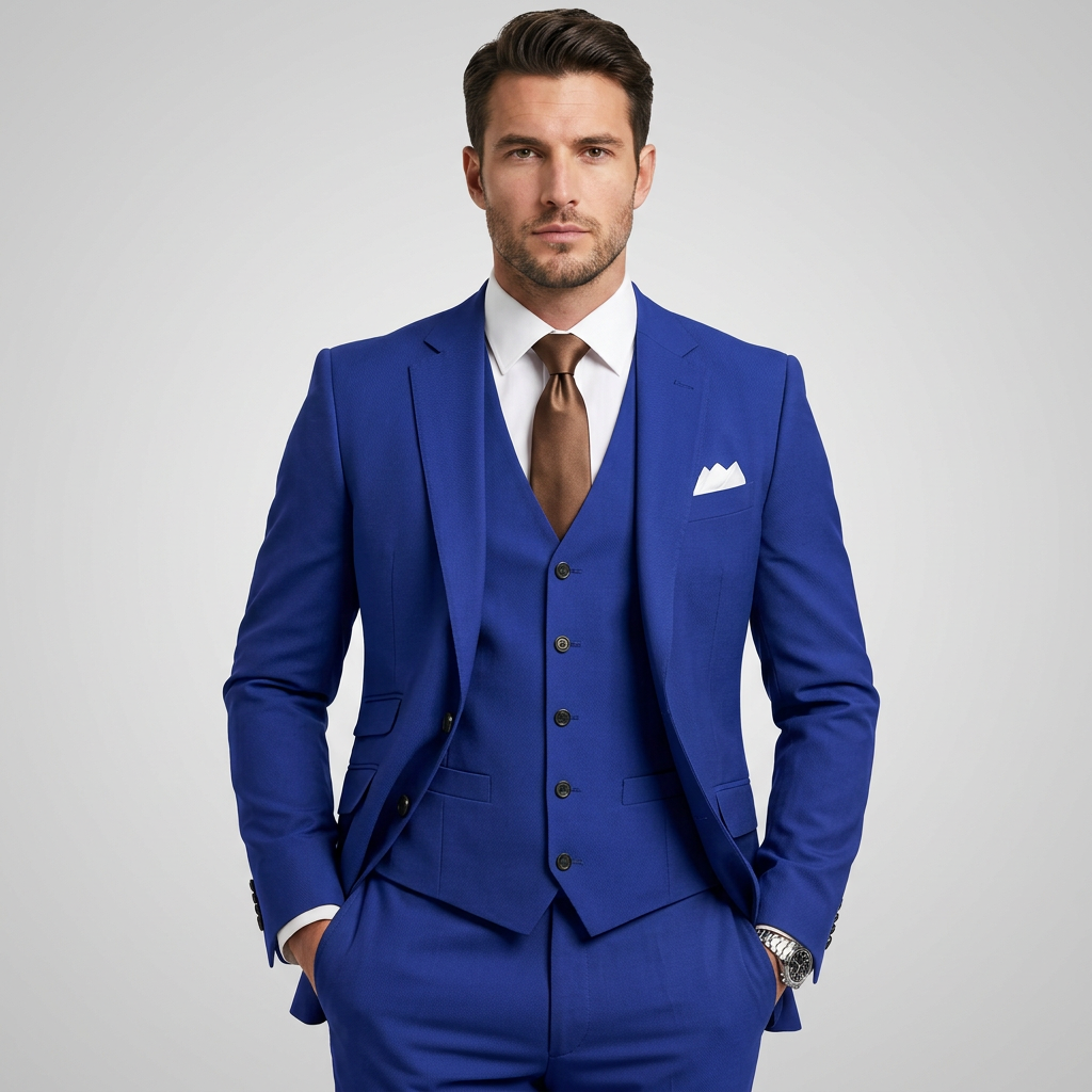 Morgan | Classic Tailored 3-Piece Solid Suit — Blue — Alfa Empire, view 1