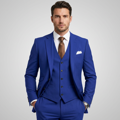 Morgan | Classic Tailored 3-Piece Solid Suit — Blue — Alfa Empire, view 1