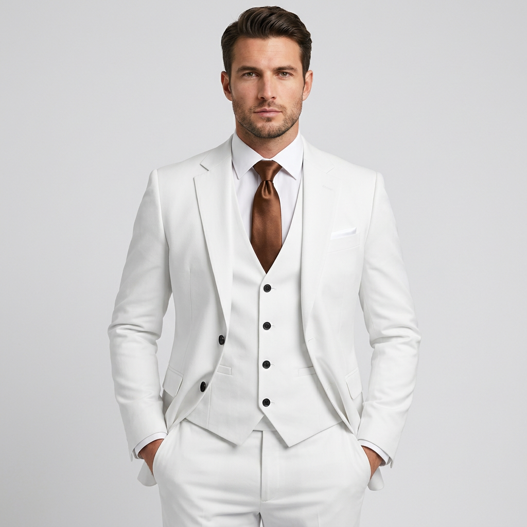 Morgan | Classic Tailored 3-Piece Solid Suit — White — Alfa Empire, view 3
