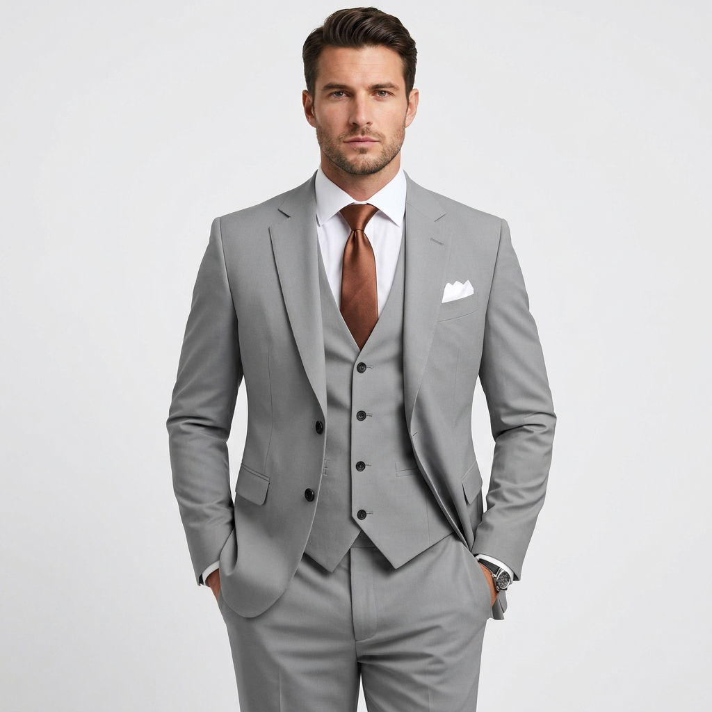 Morgan | Classic Tailored 3-Piece Solid Suit — Light gray — Alfa Empire, view 4
