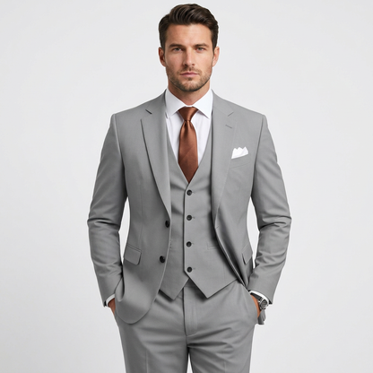 Morgan | Classic Tailored 3-Piece Solid Suit — Light gray — Alfa Empire, view 4