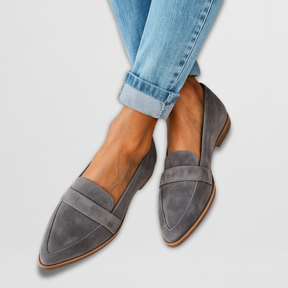 Nadia | Classic Pointed Slip-On Loafers — Gray — Alfa Empire, view 6