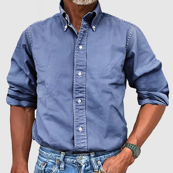 Nico | Classic Oxford Shirt — Blue — Alfa Empire, view 3