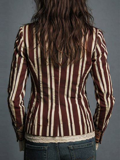 Nina | Classic Retro Bohemian Striped Blazer — Alfa Empire, view 6
