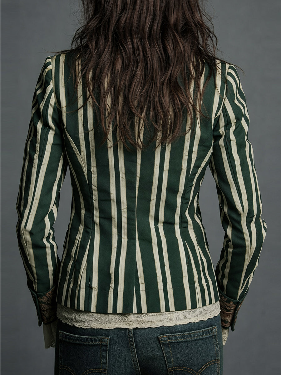 Nina | Classic Retro Bohemian Striped Blazer — Alfa Empire, view 8
