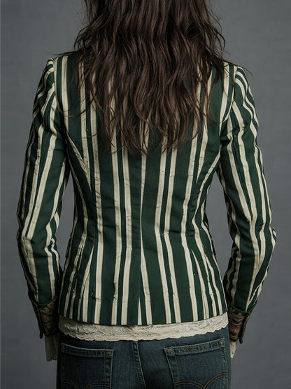 Nina | Classic Retro Bohemian Striped Blazer — Alfa Empire, view 8