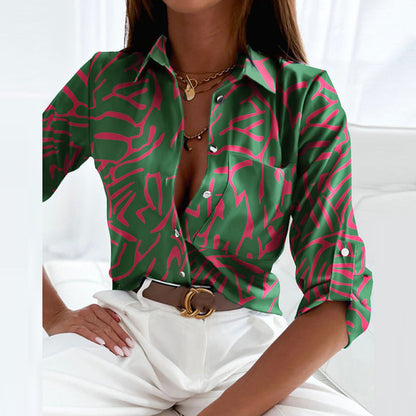 Novalie | Classic Collared Printed Blouse — Alfa Empire, view 17