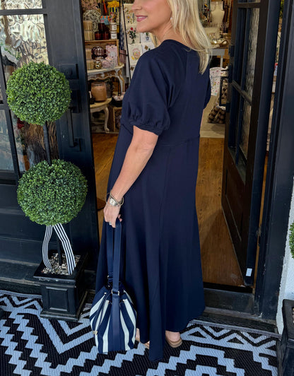 Octavia | Puff Sleeve Round Neck Maxi Dress — Alfa Empire, view 2