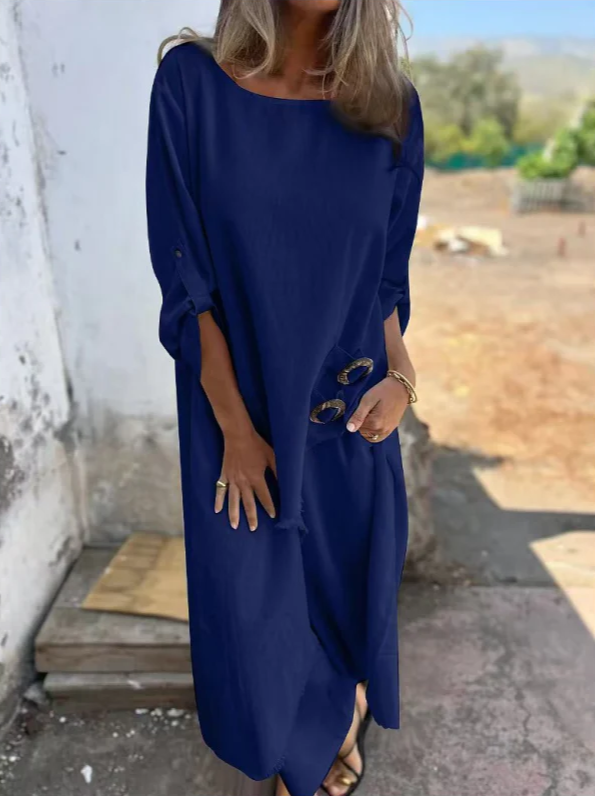 Octavia | Modern Round Neck Two Piece Set — Blue — Alfa Empire, view 3
