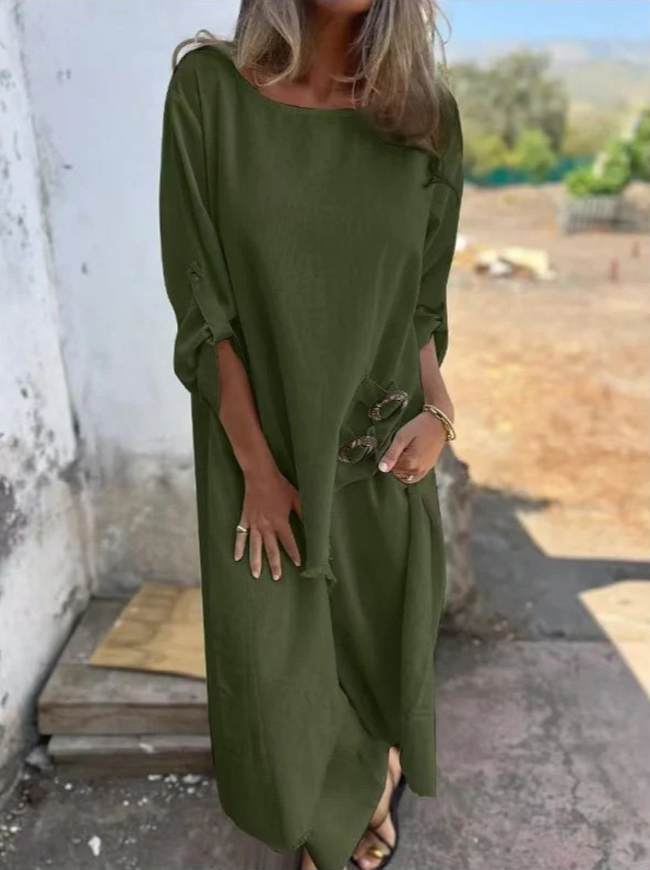 Octavia | Modern Round Neck Two Piece Set — Green — Alfa Empire, view 5