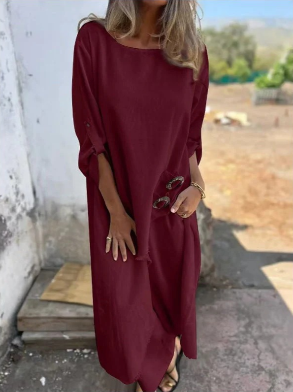 Octavia | Modern Round Neck Two Piece Set — Burgundy — Alfa Empire, view 6