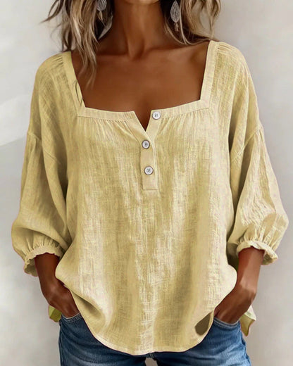 Orlinda | Modern Relaxed Puff Sleeve Blouse — Yellow — Alfa Empire, view 13