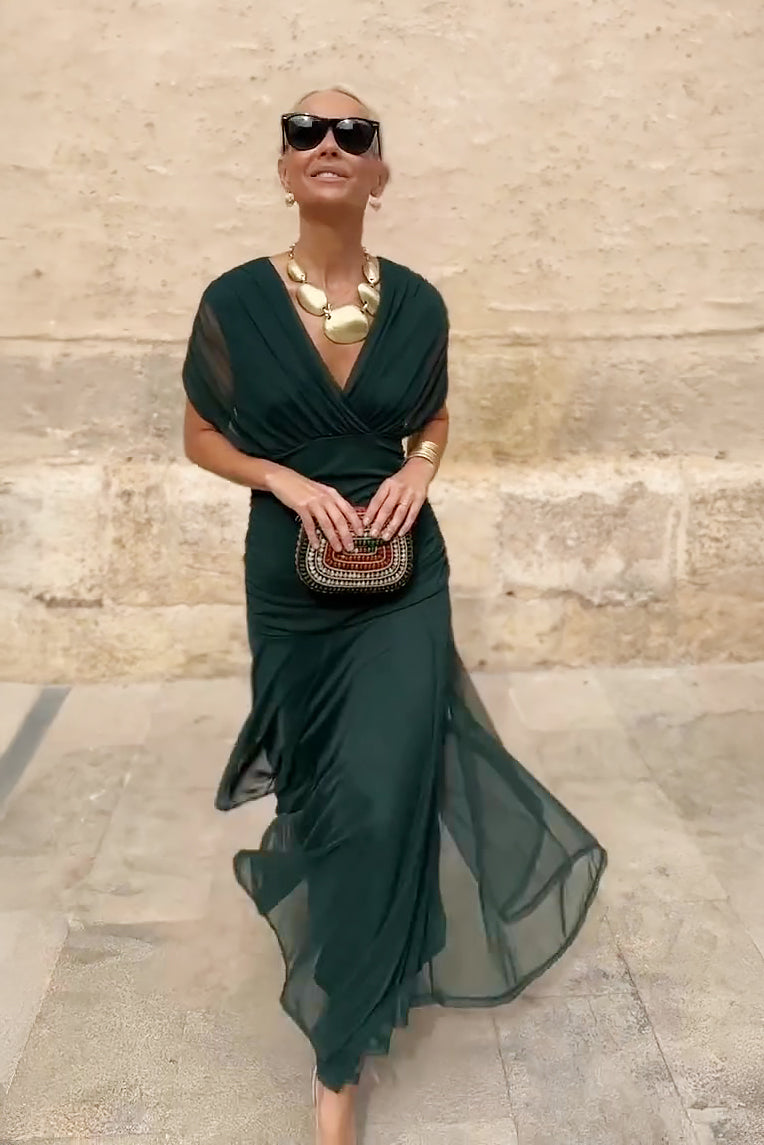 Philippa | Refined V-neck Party Maxi Dress — Alfa Empire, view 2