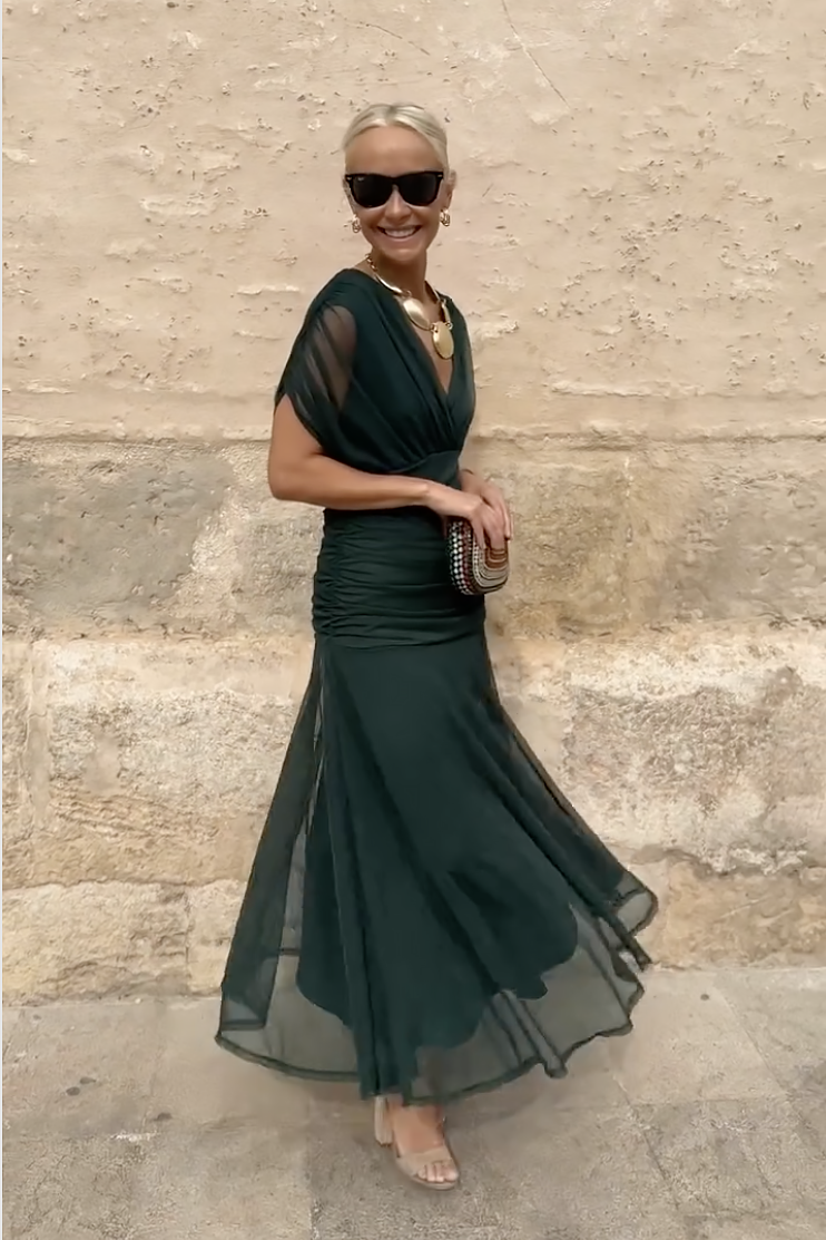 Philippa | Refined V-neck Party Maxi Dress — Alfa Empire, view 11