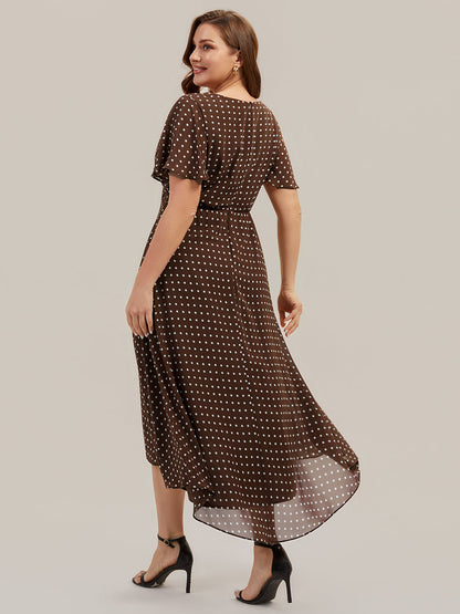 Plus Size Chiffon Printed Wedding Guest Dress