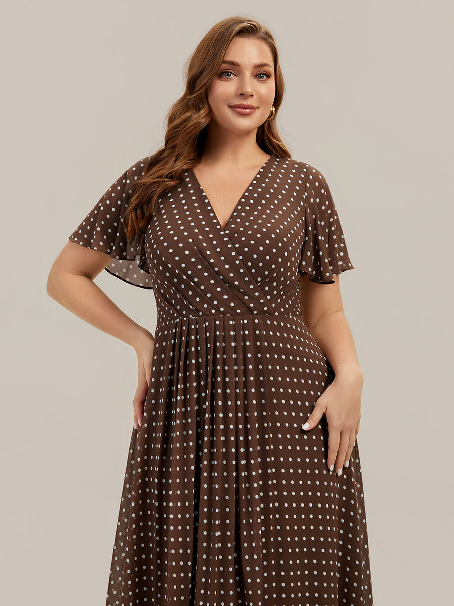 Plus Size Chiffon Printed Wedding Guest Dress