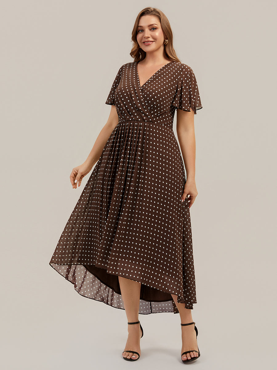 Plus Size Chiffon Printed Wedding Guest Dress