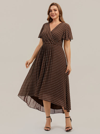 Plus Size Chiffon Printed Wedding Guest Dress