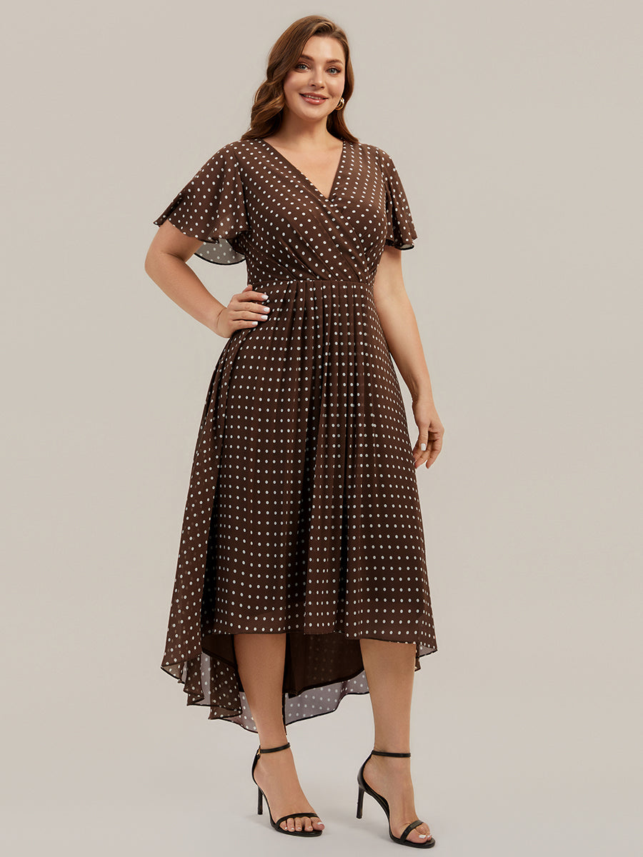 Plus Size Chiffon Printed Wedding Guest Dress