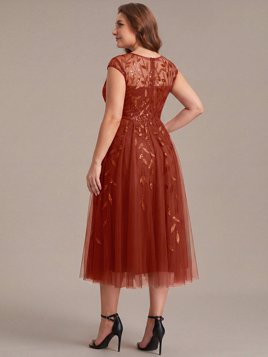 Plus Size Sequin See-through Wedding Guest Dress