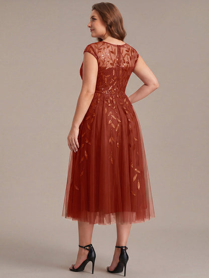 Plus Size Sequin See-through Wedding Guest Dress