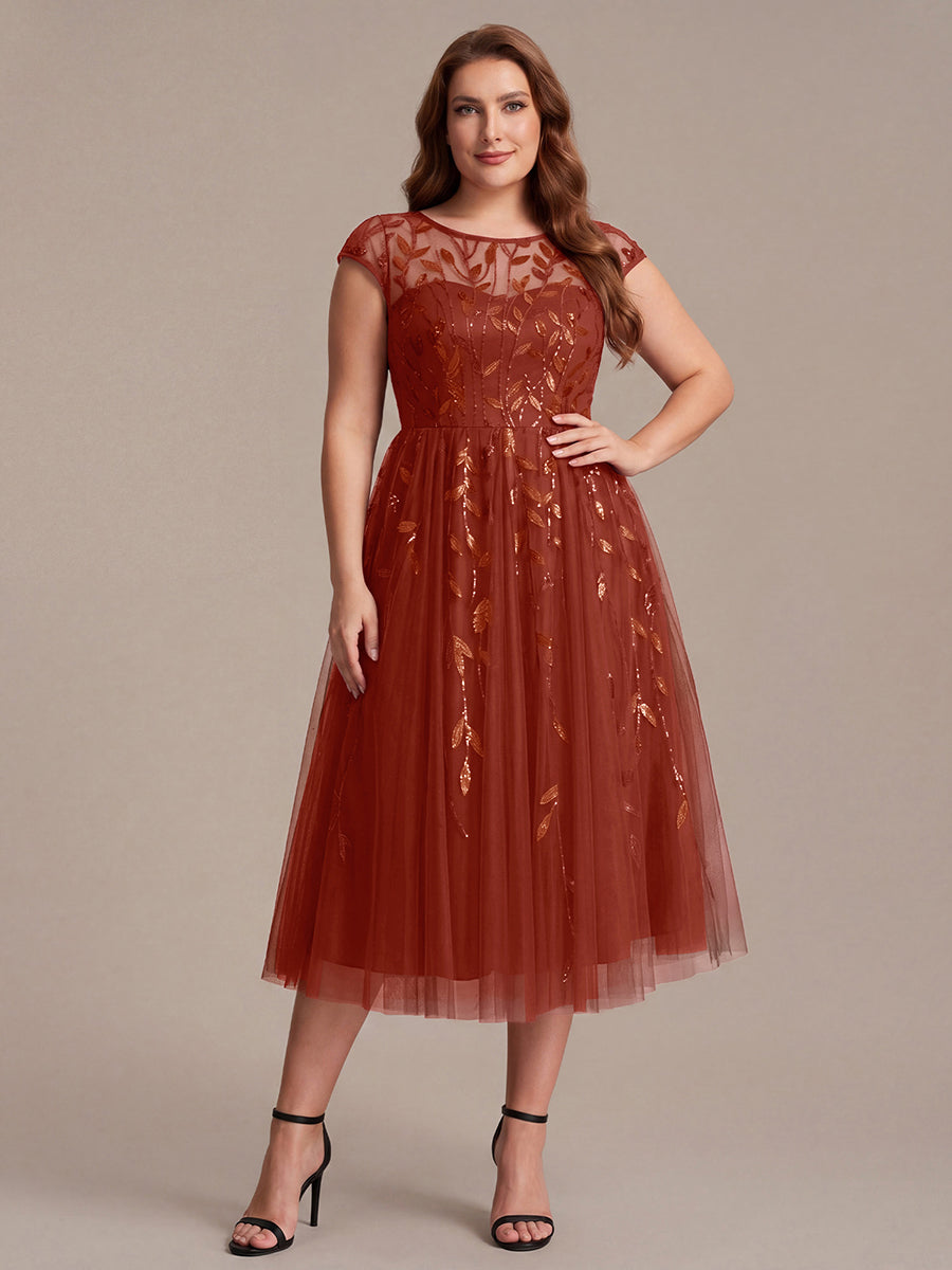 Plus Size Sequin See-through Wedding Guest Dress