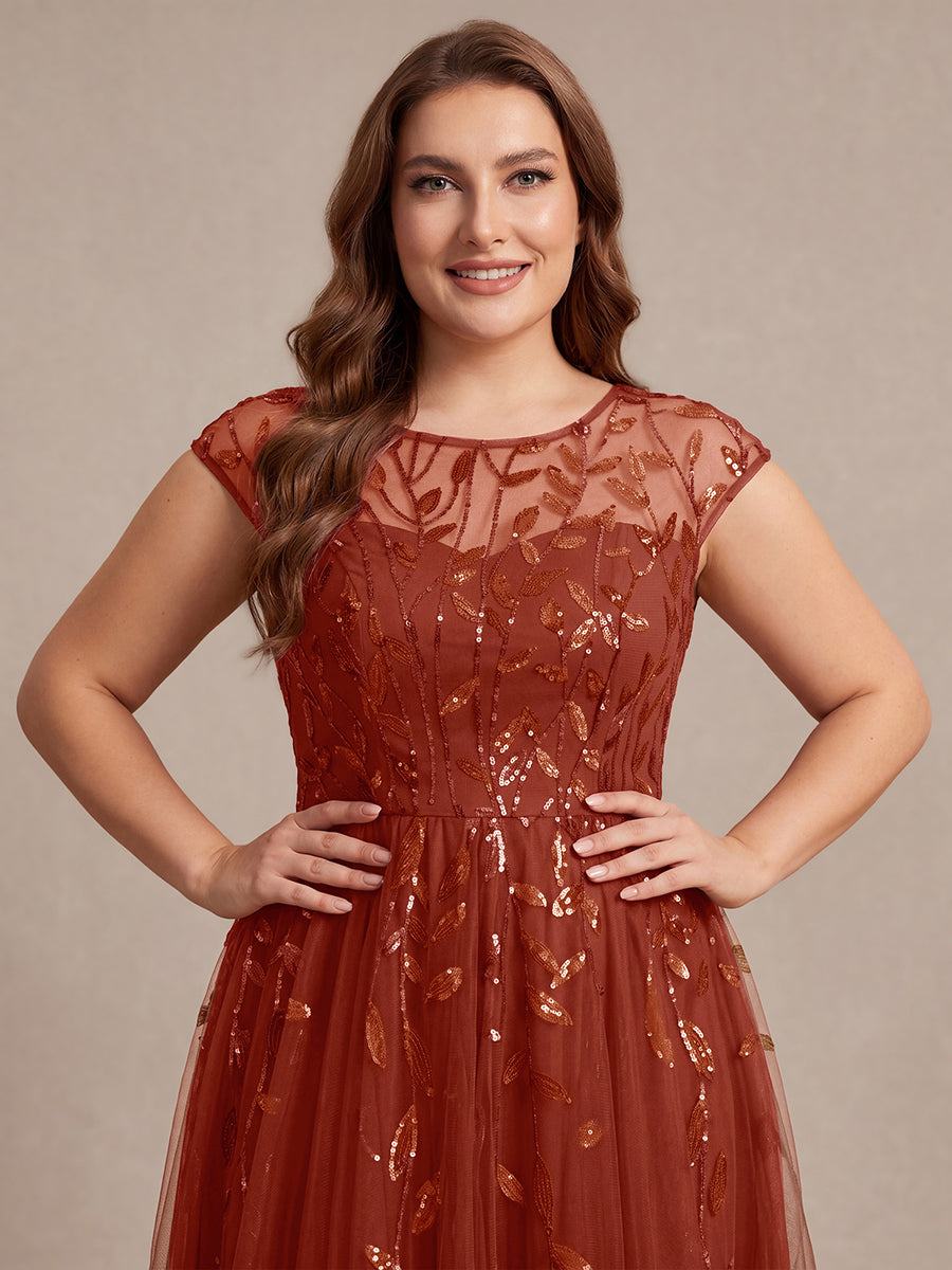 Plus Size Sequin See-through Wedding Guest Dress
