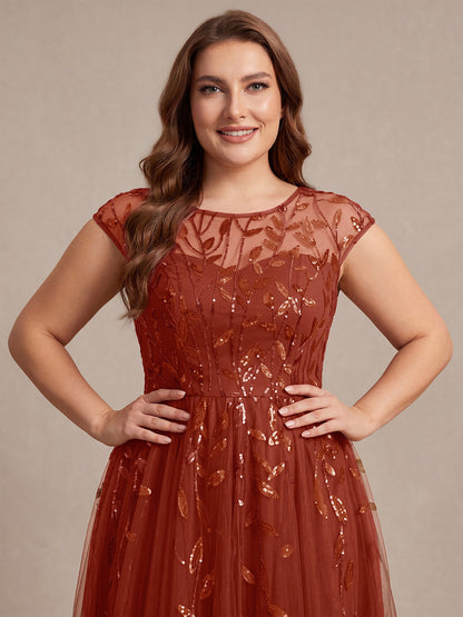Plus Size Sequin See-through Wedding Guest Dress