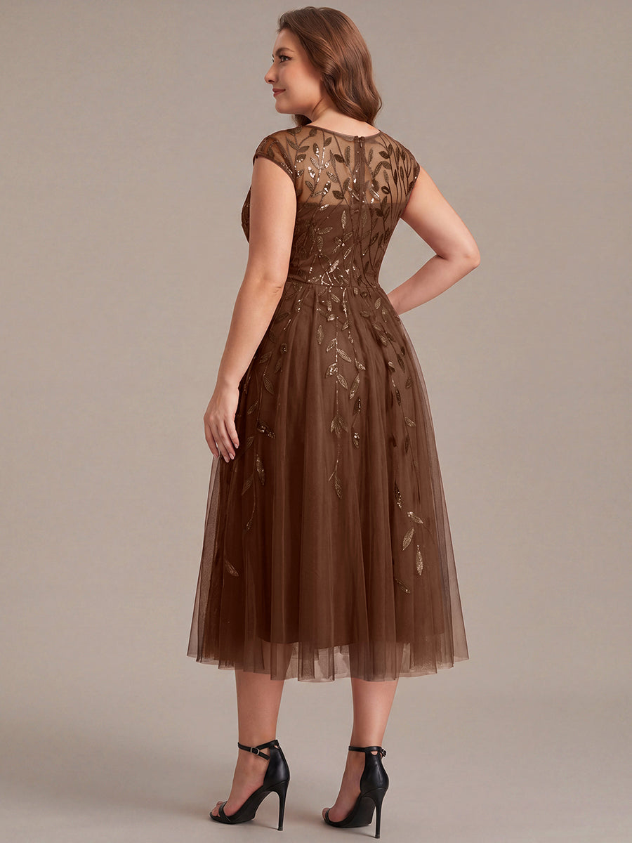 Plus Size Sequin See-through Wedding Guest Dress